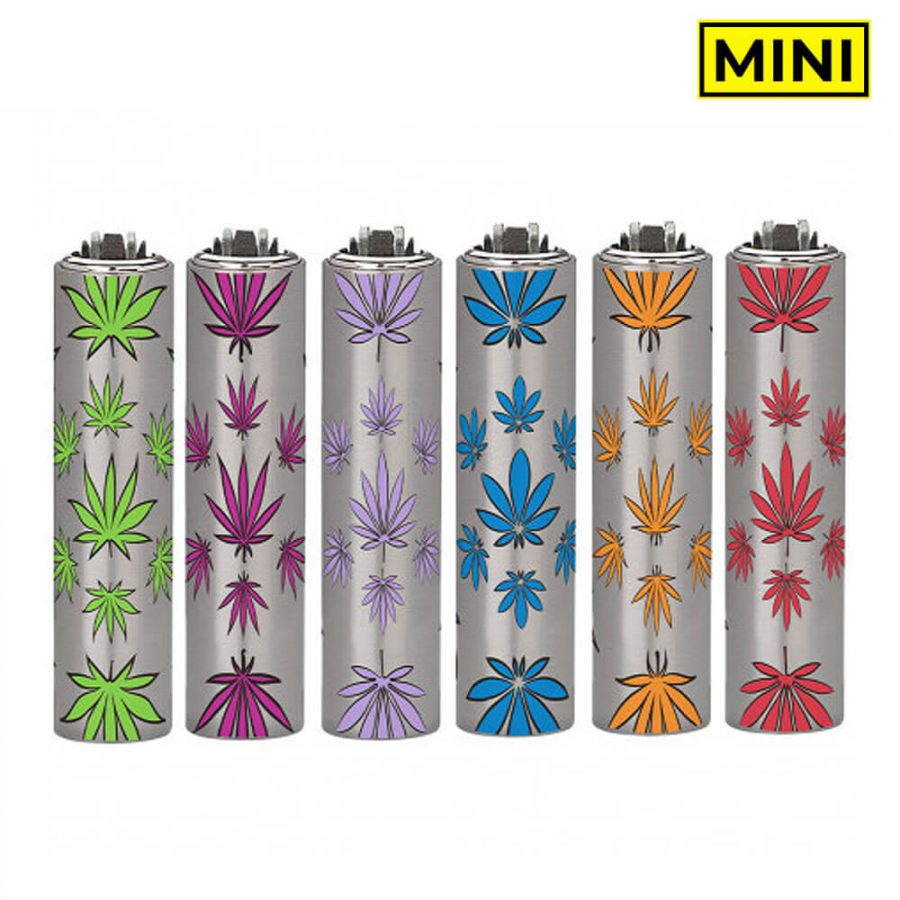Clipper Mini accendini cover in Metallo con foglie colorate (30pezzi/display)